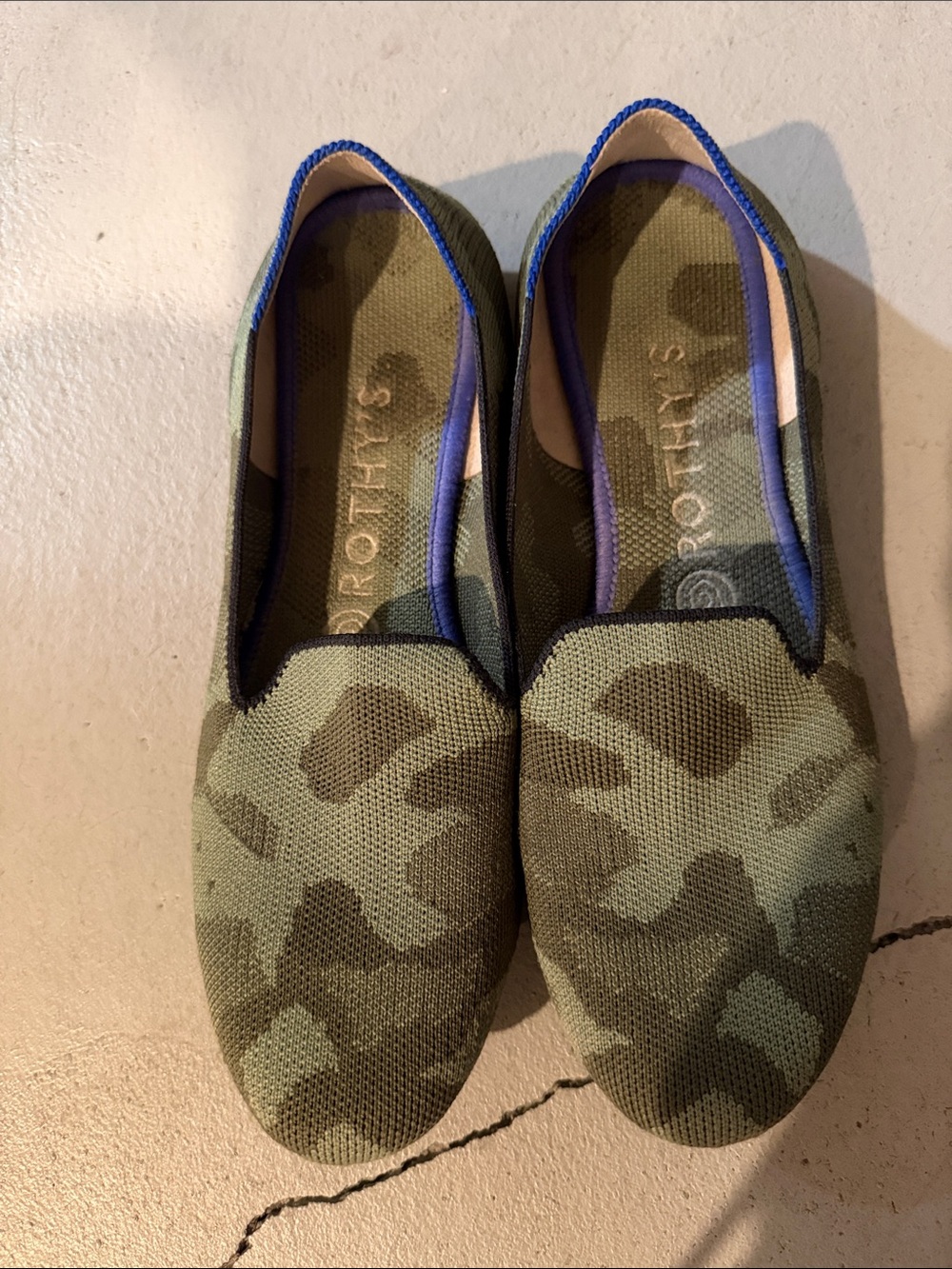 Rothy's Olive Camo Knit Slip-On Loafers